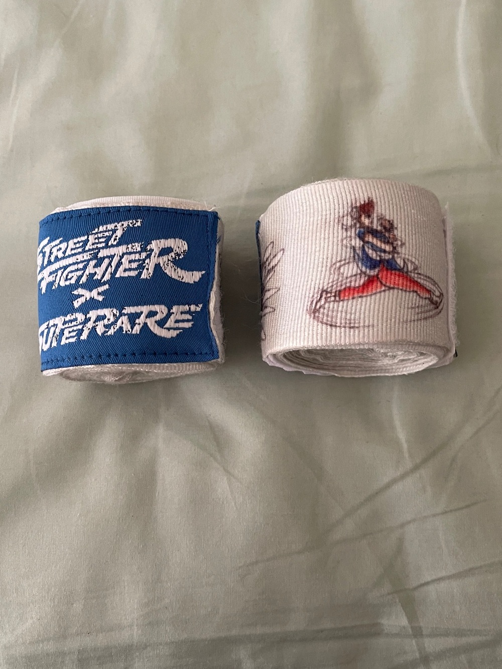 Street Fighter Athletic Hand Wraps - White & Blue